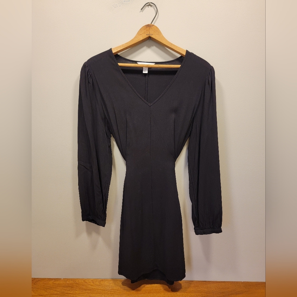 Nine West Knot Back Long Sleeve Dress in Mineral Black Size Large